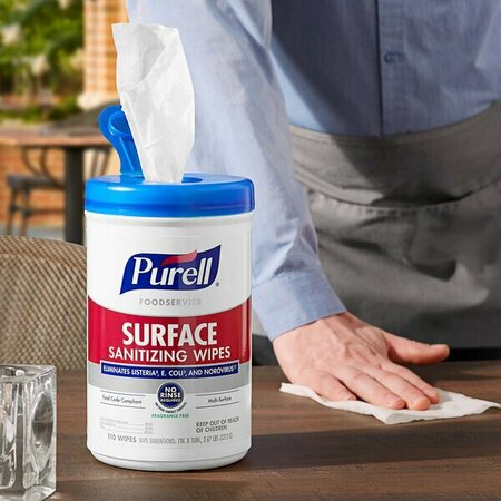 PURELL Purell 9341-06 110 Count Foodservice No-Rinse Food Contact Surface Sanitizing Wipes - 6/Case, 6PK 381P934106